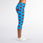 Cartoon Ladybird Pattern Print Women's Capri Leggings