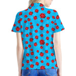 Cartoon Ladybird Pattern Print Women's Polo Shirt