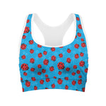 Cartoon Ladybird Pattern Print Women's Sports Bra