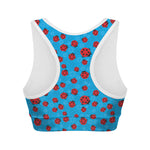 Cartoon Ladybird Pattern Print Women's Sports Bra