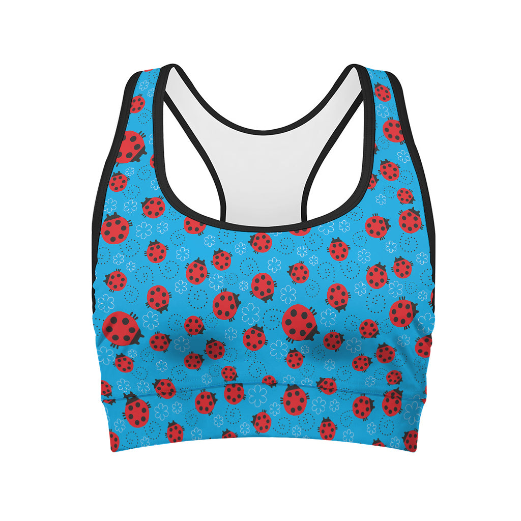 Cartoon Ladybird Pattern Print Women's Sports Bra