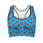 Cartoon Ladybird Pattern Print Women's Sports Bra