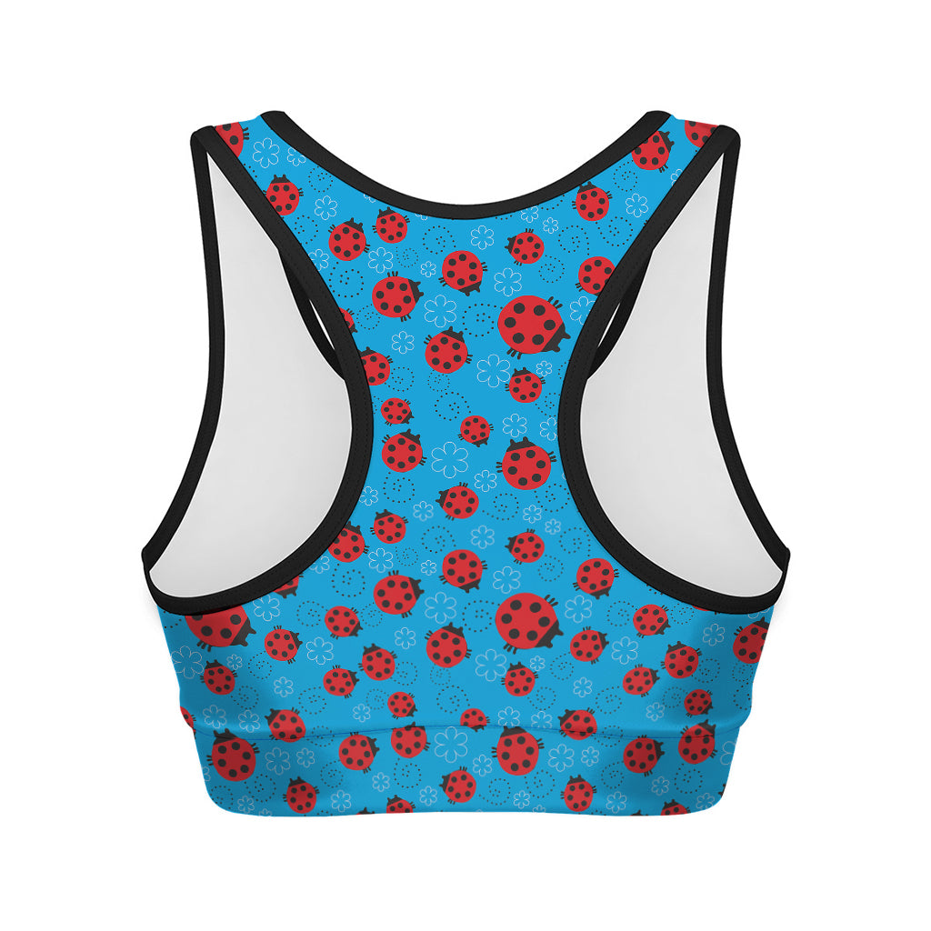 Cartoon Ladybird Pattern Print Women's Sports Bra