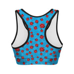 Cartoon Ladybird Pattern Print Women's Sports Bra