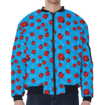 Cartoon Ladybird Pattern Print Zip Sleeve Bomber Jacket