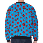 Cartoon Ladybird Pattern Print Zip Sleeve Bomber Jacket