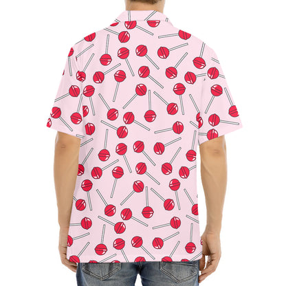 Cartoon Lollipop Pattern Print Aloha Shirt