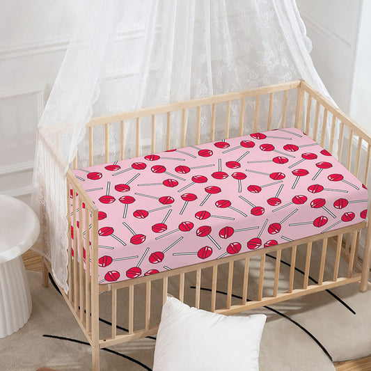 Cartoon Lollipop Pattern Print Baby Crib Sheet