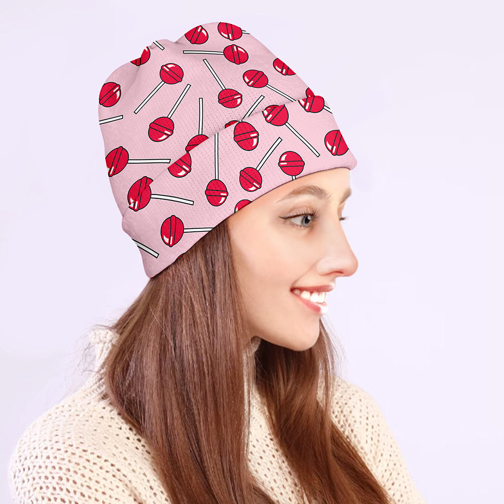 Cartoon Lollipop Pattern Print Beanie
