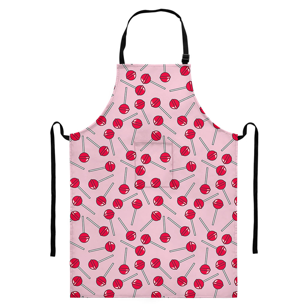 Cartoon Lollipop Pattern Print Bib Apron With Pocket