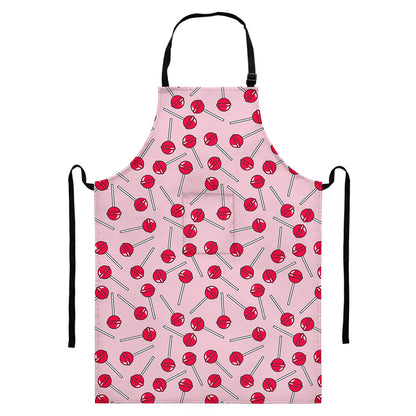 Cartoon Lollipop Pattern Print Bib Apron With Pocket