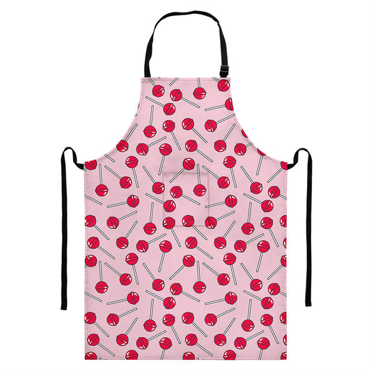 Cartoon Lollipop Pattern Print Bib Apron With Pocket