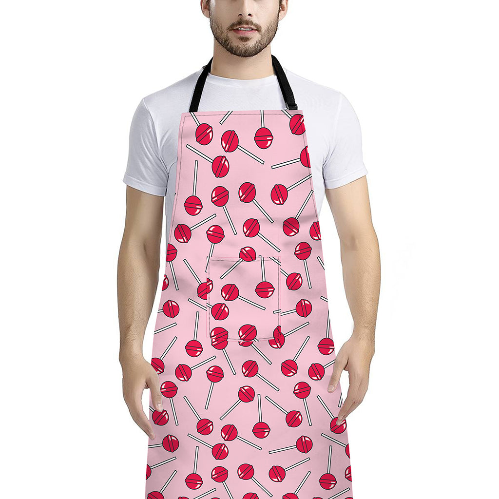 Cartoon Lollipop Pattern Print Bib Apron With Pocket