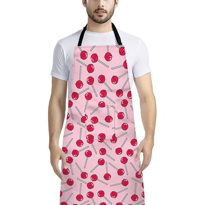 Cartoon Lollipop Pattern Print Bib Apron With Pocket