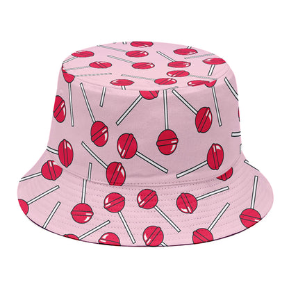 Cartoon Lollipop Pattern Print Bucket Hat