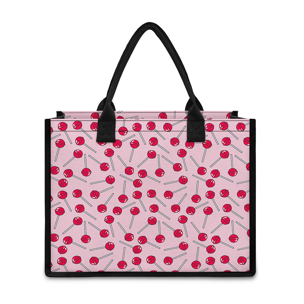 Cartoon Lollipop Pattern Print Canvas Tote Bag