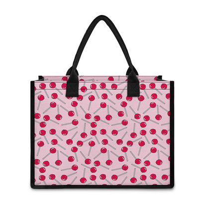 Cartoon Lollipop Pattern Print Canvas Tote Bag