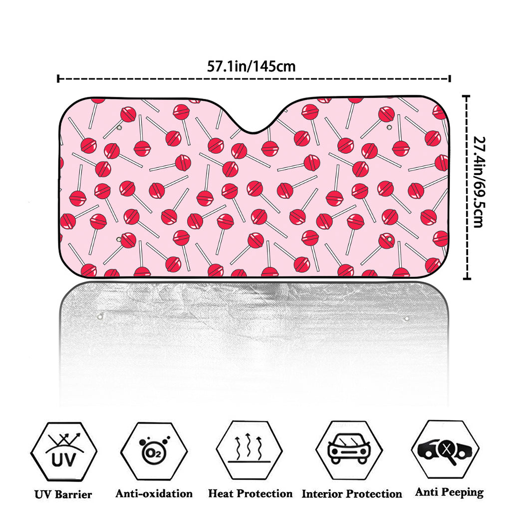Cartoon Lollipop Pattern Print Car Windshield Sun Shade