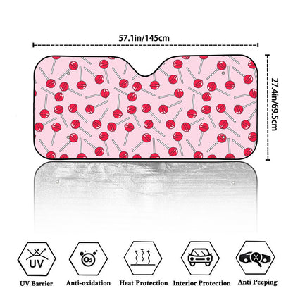 Cartoon Lollipop Pattern Print Car Windshield Sun Shade