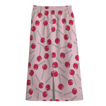 Cartoon Lollipop Pattern Print Cotton Front Slit Maxi Skirt