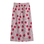 Cartoon Lollipop Pattern Print Cotton Front Slit Maxi Skirt