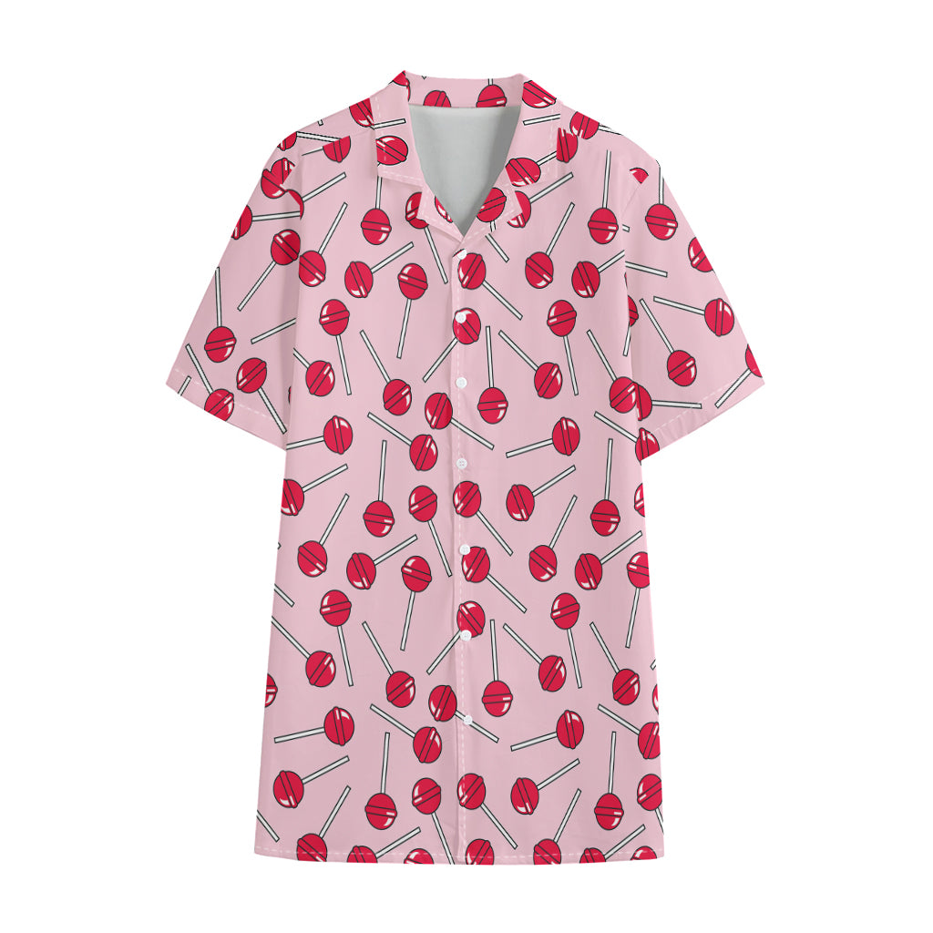 Cartoon Lollipop Pattern Print Cotton Hawaiian Shirt