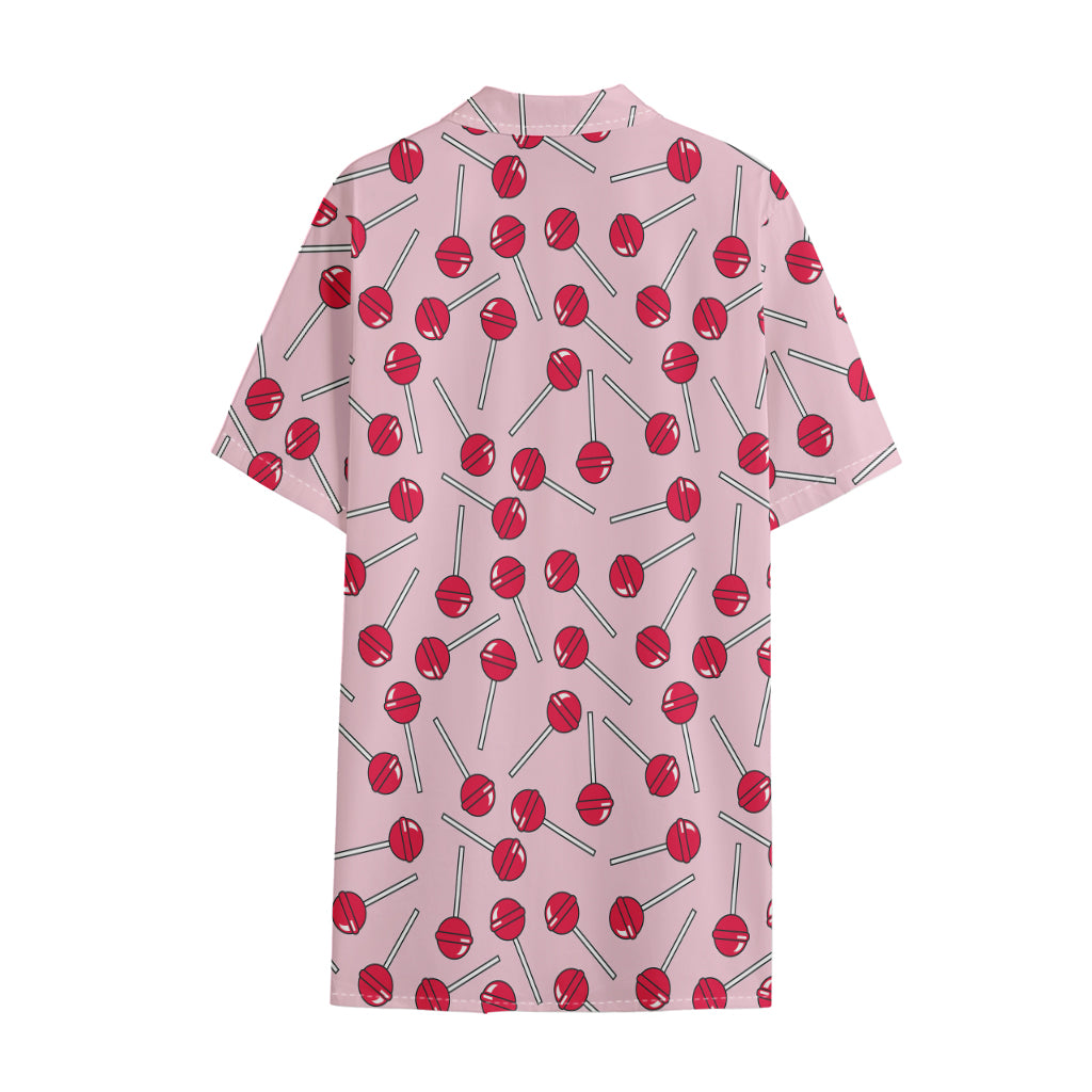 Cartoon Lollipop Pattern Print Cotton Hawaiian Shirt