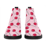 Cartoon Lollipop Pattern Print Flat Ankle Boots