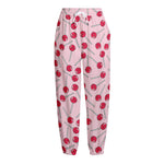 Cartoon Lollipop Pattern Print Fleece Lined Knit Pants