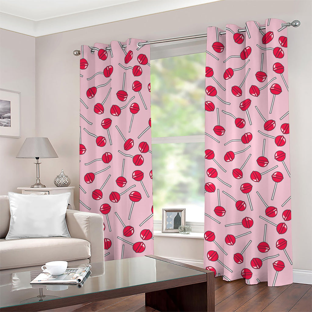 Cartoon Lollipop Pattern Print Grommet Curtains