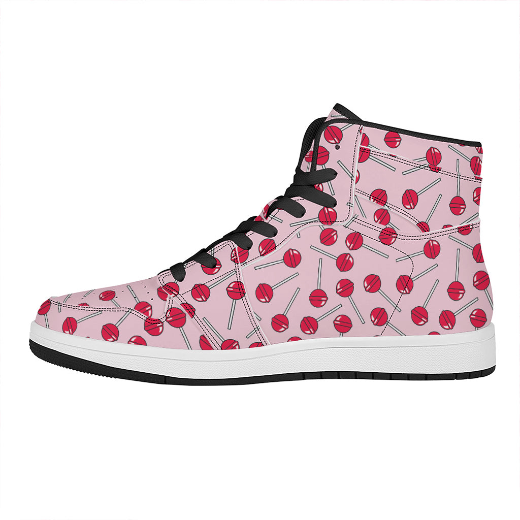 Cartoon Lollipop Pattern Print High Top Leather Sneakers