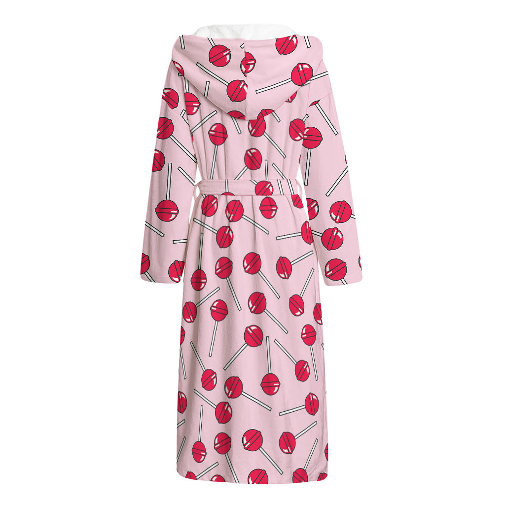 Cartoon Lollipop Pattern Print Hooded Bathrobe