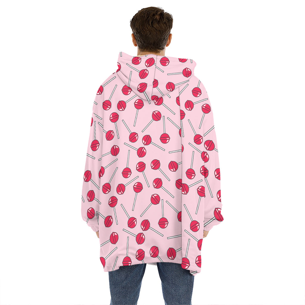 Cartoon Lollipop Pattern Print Hoodie Blanket