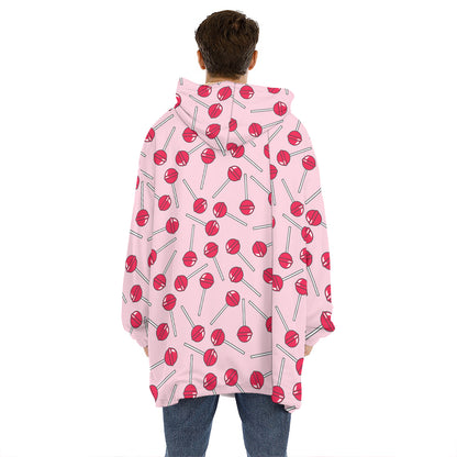 Cartoon Lollipop Pattern Print Hoodie Blanket
