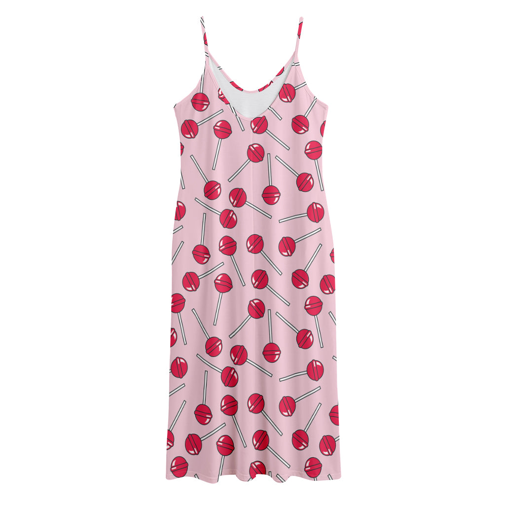 Cartoon Lollipop Pattern Print Jersey Midi Cami Dress