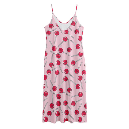 Cartoon Lollipop Pattern Print Jersey Midi Cami Dress