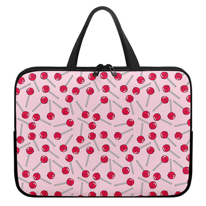 Cartoon Lollipop Pattern Print Laptop Sleeve With Handle