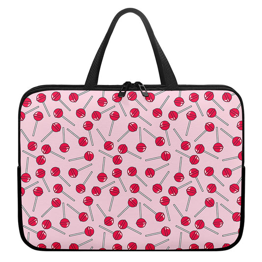 Cartoon Lollipop Pattern Print Laptop Sleeve With Handle