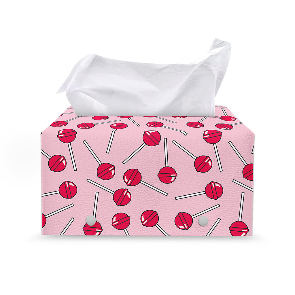 Cartoon Lollipop Pattern Print Leather Tissue Box Cover
