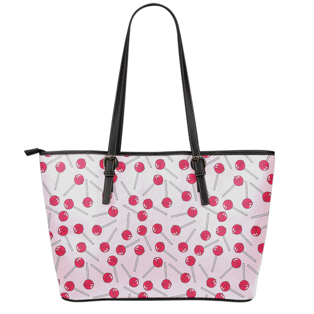 Cartoon Lollipop Pattern Print Leather Tote Bag