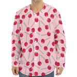 Cartoon Lollipop Pattern Print Long Sleeve Baseball Jersey