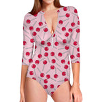 Cartoon Lollipop Pattern Print Long Sleeve Swimsuit