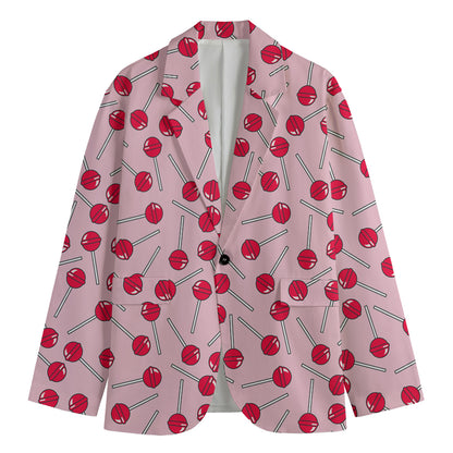 Cartoon Lollipop Pattern Print Men's Blazer