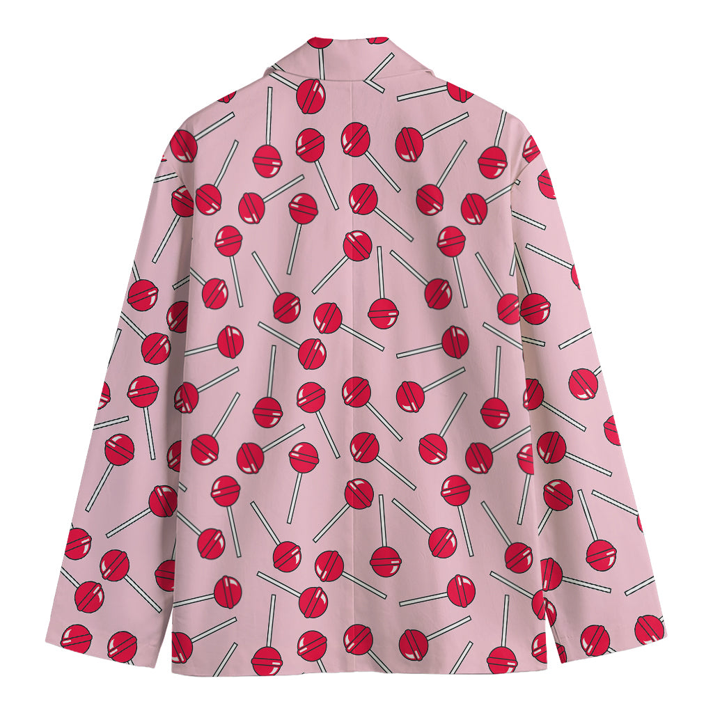 Cartoon Lollipop Pattern Print Men's Cotton Blazer