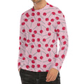 Cartoon Lollipop Pattern Print Men's Long Sleeve Rash Guard