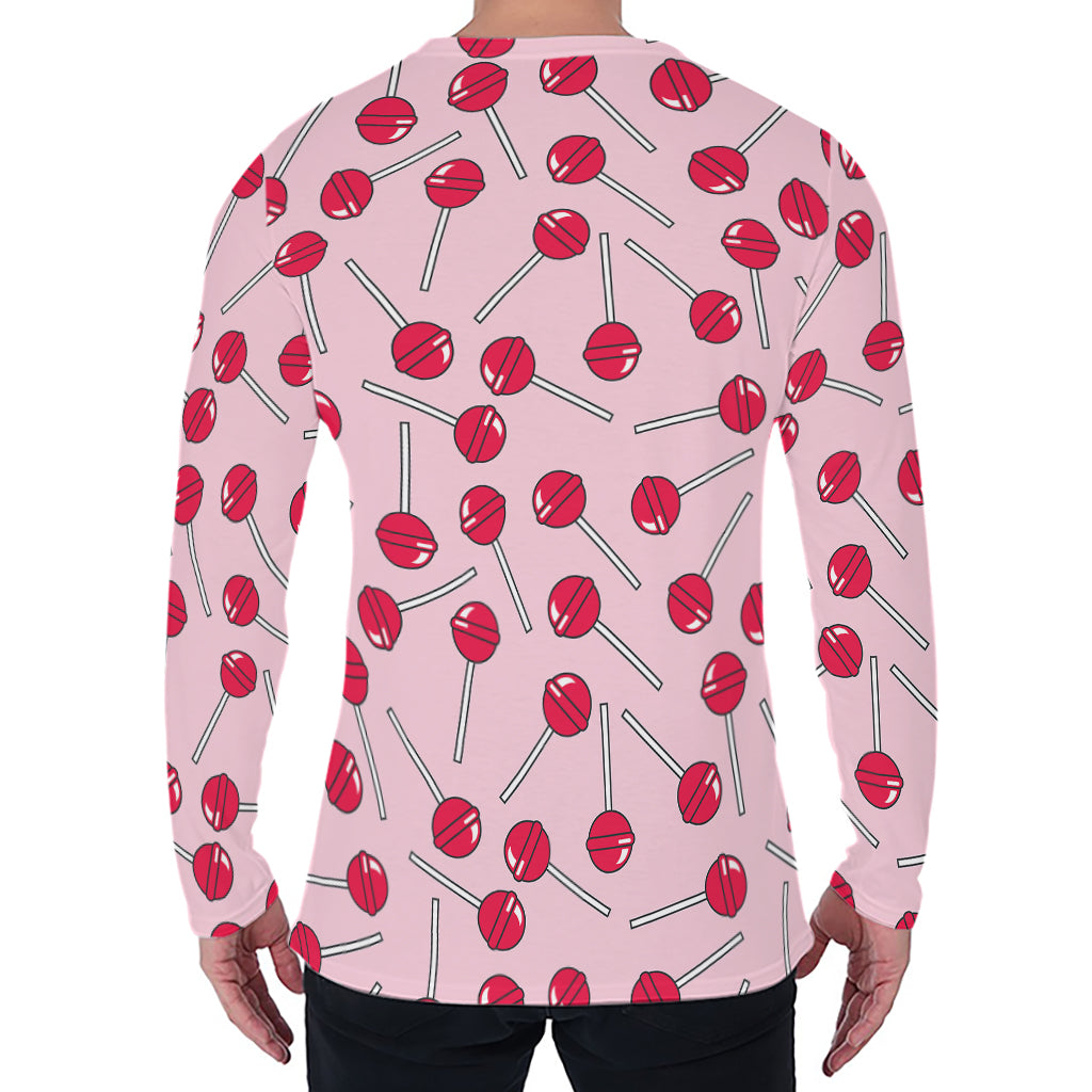 Cartoon Lollipop Pattern Print Men's Long Sleeve T-Shirt