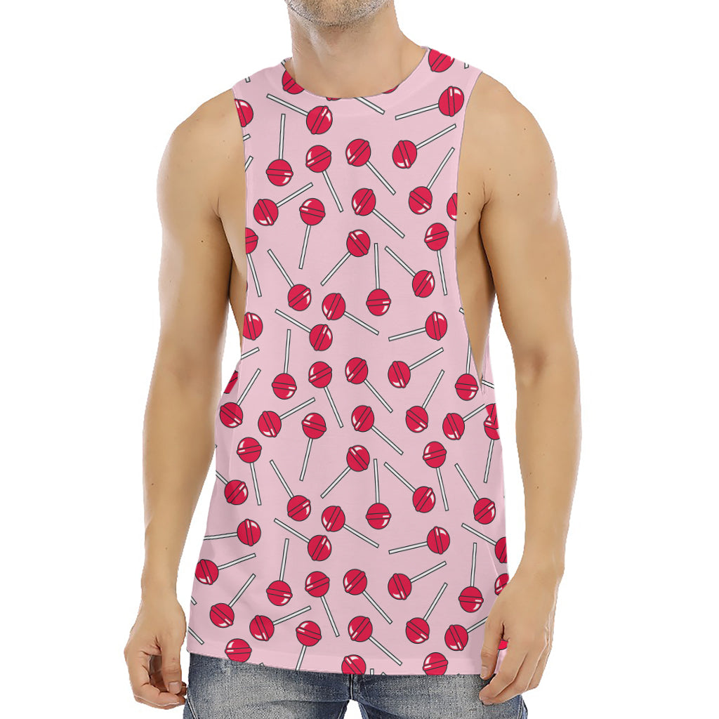 Cartoon Lollipop Pattern Print Men's Muscle Tank Top