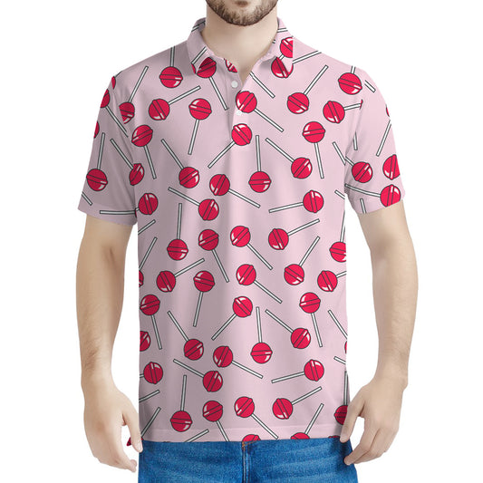 Cartoon Lollipop Pattern Print Men's Polo Shirt
