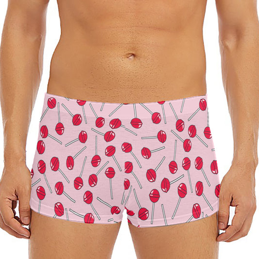 Cartoon Lollipop Pattern Print Men's Short Boxer Briefs