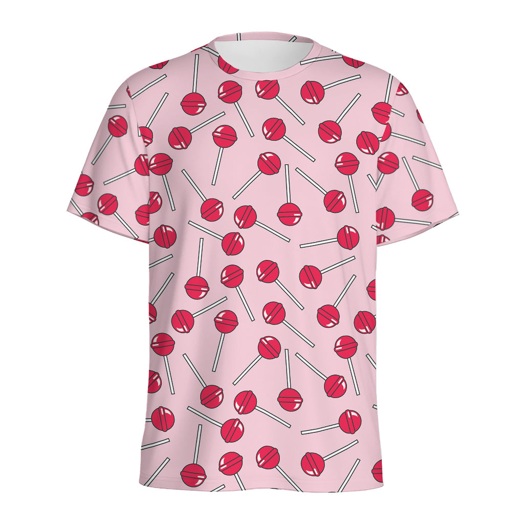 Cartoon Lollipop Pattern Print Men's Sports T-Shirt